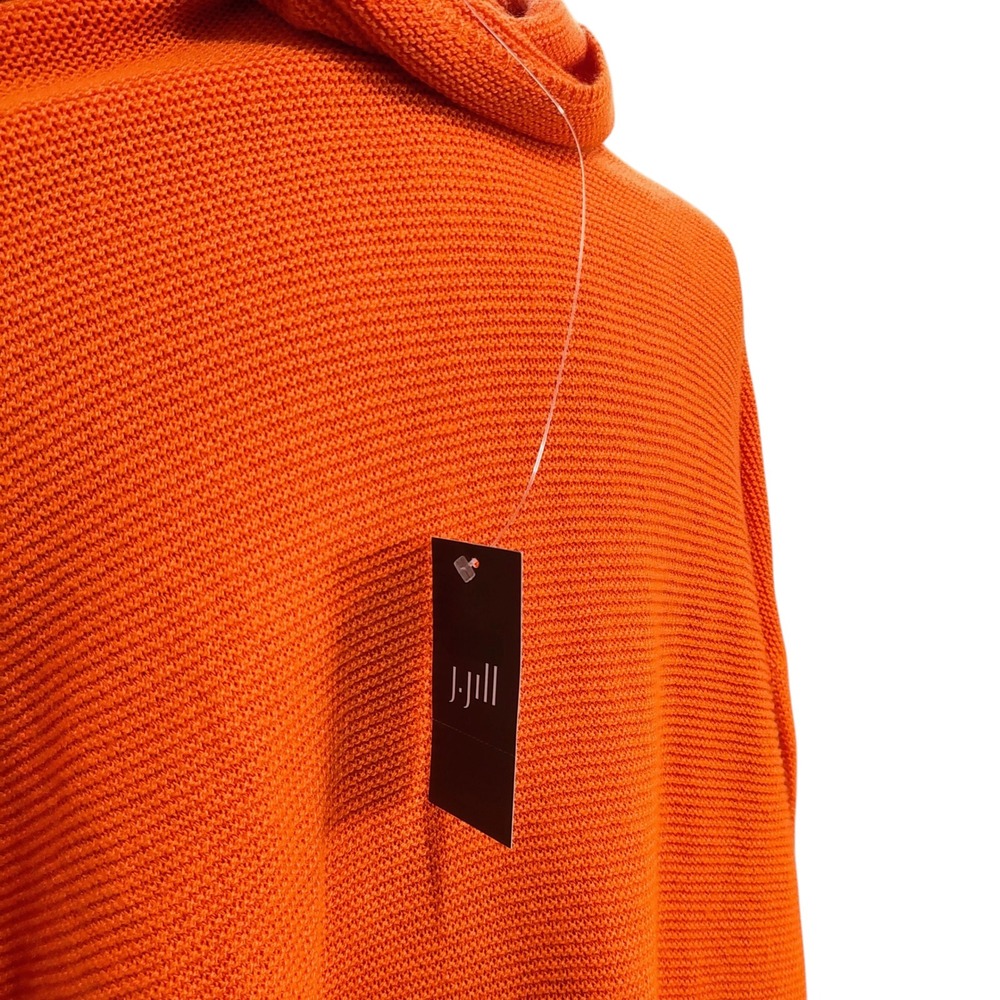 NWT J.Jill Sunset Orange Cotton Blend Knit Sweater Fall Pumpkin Cozy Halloween - Picture 7 of 11